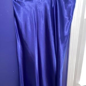 High shine Royal Blue Satin MIDI Slip Skirt